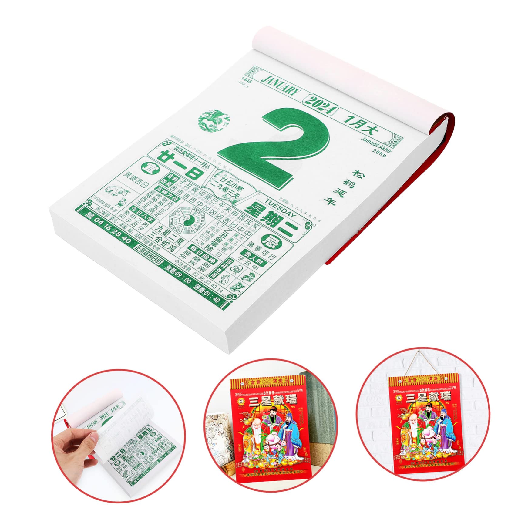Calendario annuale, calendario da parete, 4 pezzi 2024 Vecchio Almanacco Calendario da tavolo Anno lunare Calendario da parete 2024 Calendario del drago Calendario tradizionale cinese Drago Anni Calen