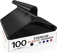 Vista 16 de HOUSE DAY Paquete de 10 perchas de plástico color negro, perchas de plástico con ganchos integrados, percha duradera y fuerte para armario, ahorro