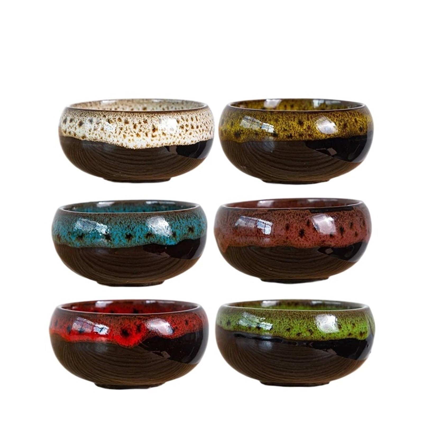 LUYSGBXR Lotus Bowl Plant Pot 6Pc Ceramic Flower Pots Kiln Change Mini Wicker Bonsai Plant Flowerpot Mold Planters