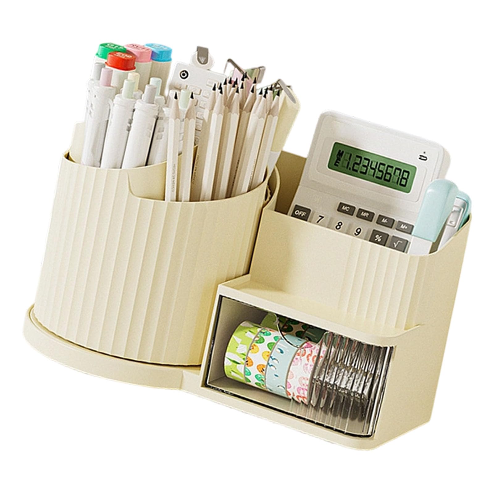 CAZSTYK Portable Rotating Desktop Storage Box Featuring Carry Handle for Easy Transport of Makeup ABS Storage