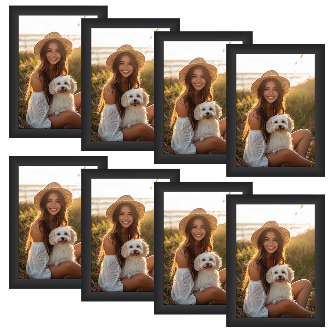 Set di 8 Cornice Foto 10x15 cm (4x6 Pollici) per Decorazione - Nero