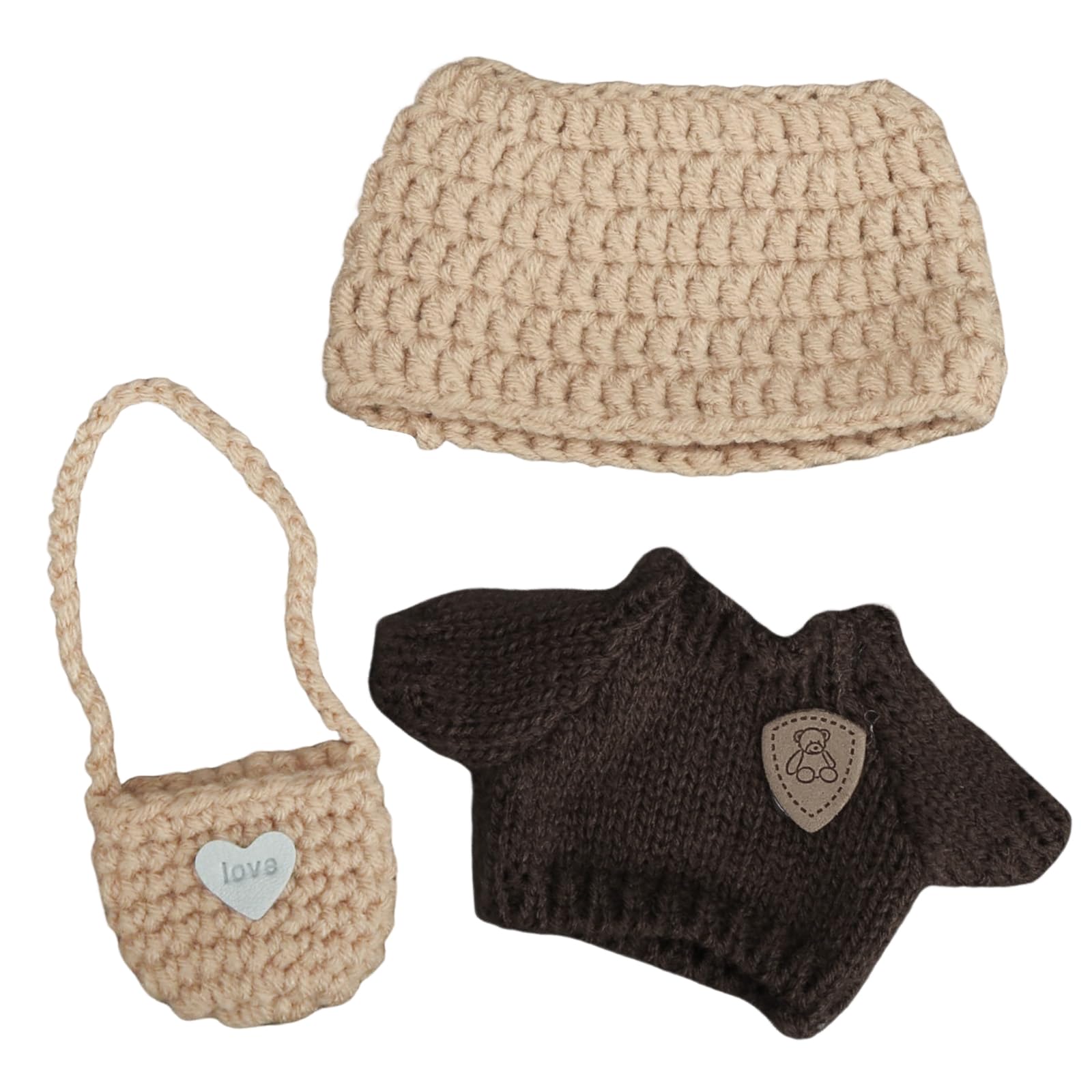 15cm/17cm Doll Clothes Set - Outfit for 6.7-Inch Dolls, Cute Accessories (No Doll), Premium Hat and Clothes (Brown)