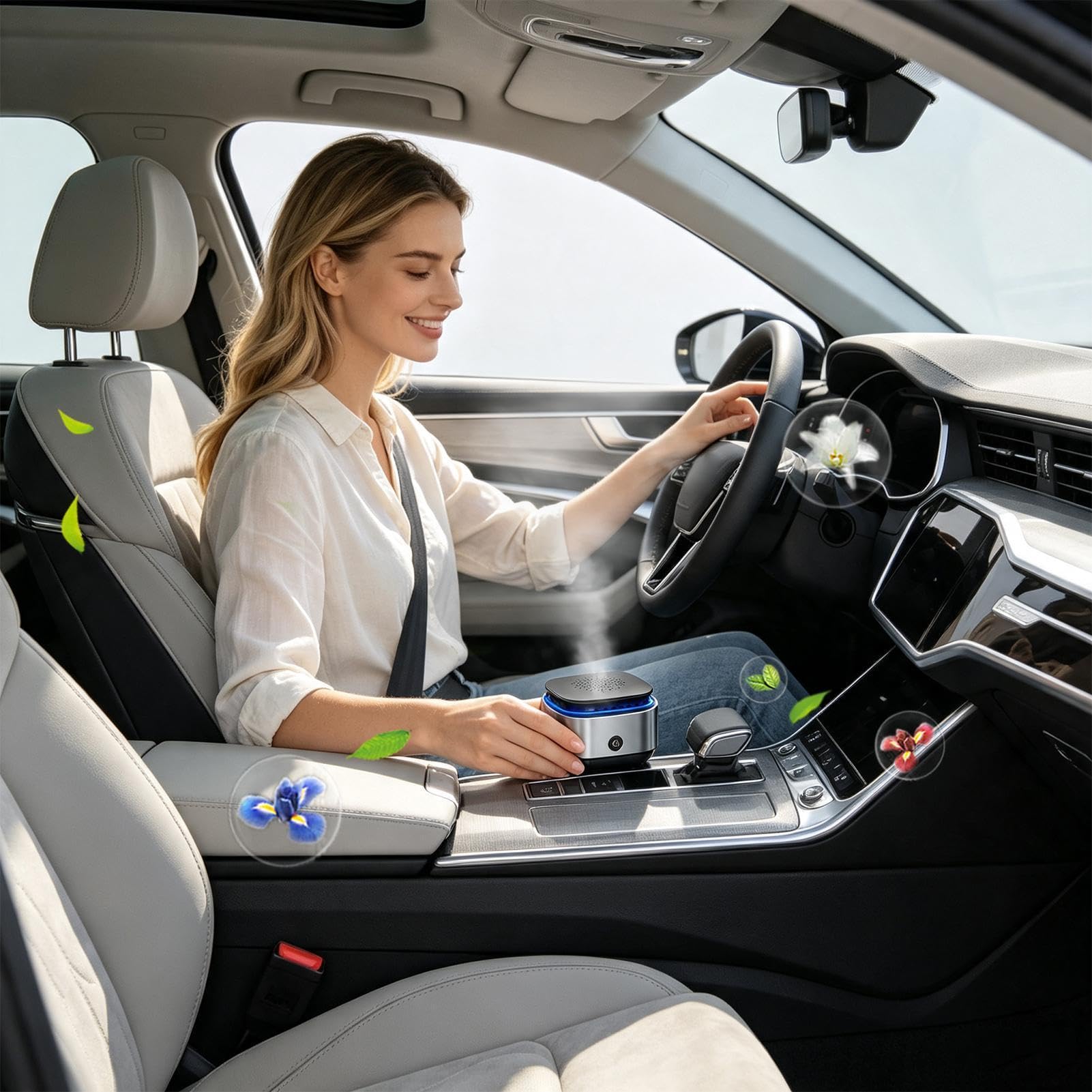 Diffusore di aromi per auto, ricaricabile tramite USB, a vibrazione