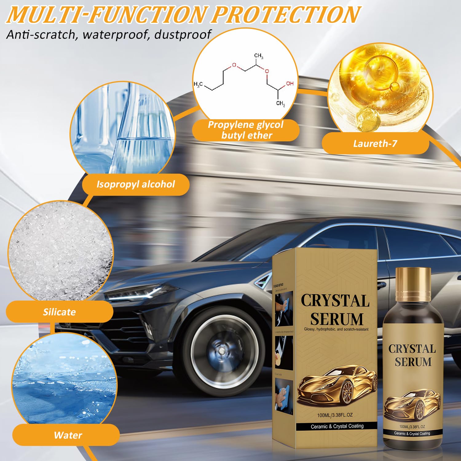 2PCS 100ML PTZ Crystal Serum – Advanced Graphene Ceramic Coating for Cars,9H Graphene Coating for Auto Car Detailing, High Gloss Crystal Coating for Car Lovers & Detailers — view 6