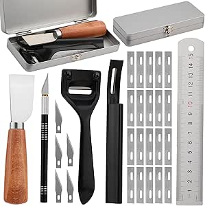 TLKKUE Leather Skiver Carving Knife Metal Sharp Skiving Beveler Tools Safety Beveler Leather Cutting Tool for Bag Wristband Belt Leather DIY Craft