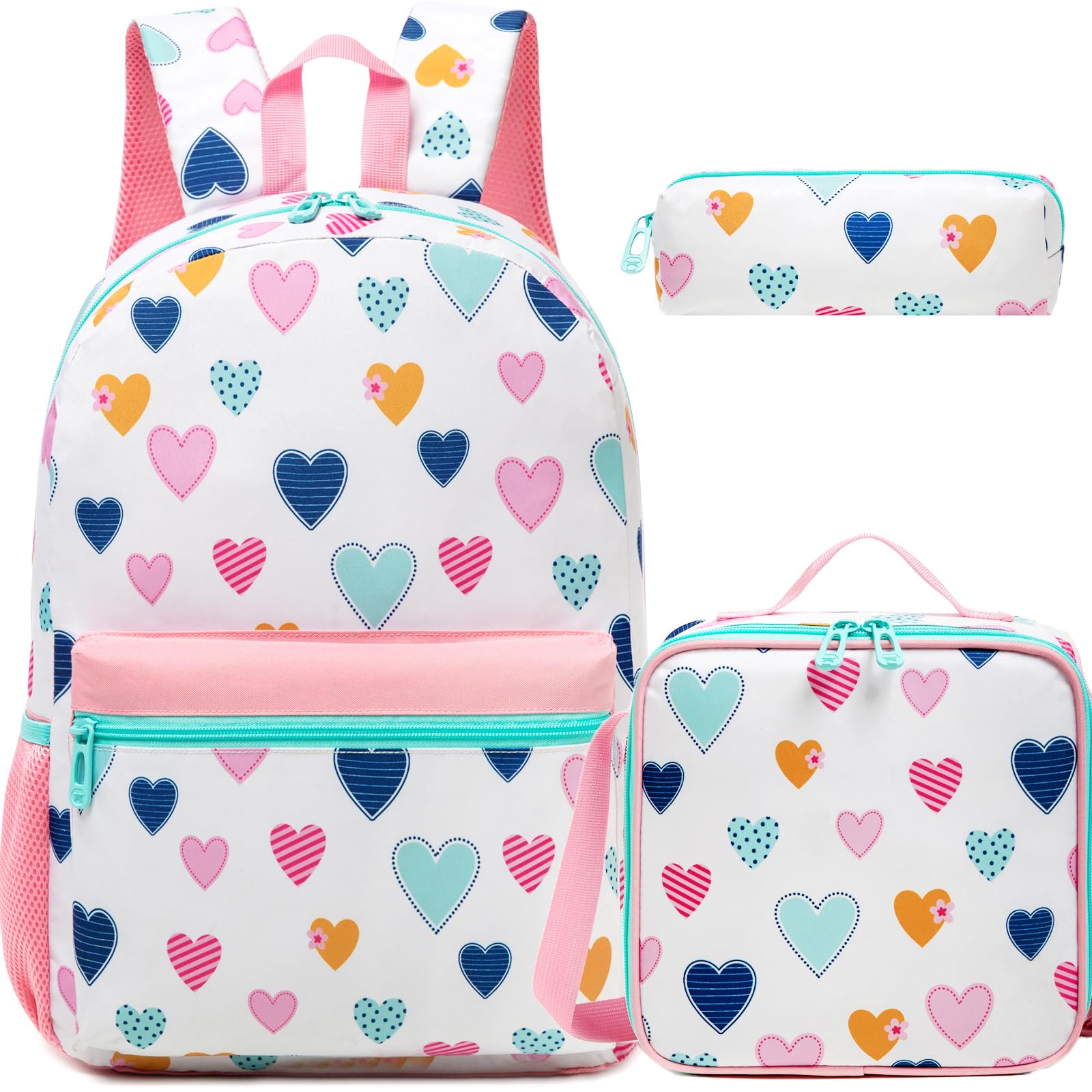 Sequin Backpack for Girls School Backpack for Elementary Preschool Students Bowknot 3 in 1 Backpack Set with Lunch Box