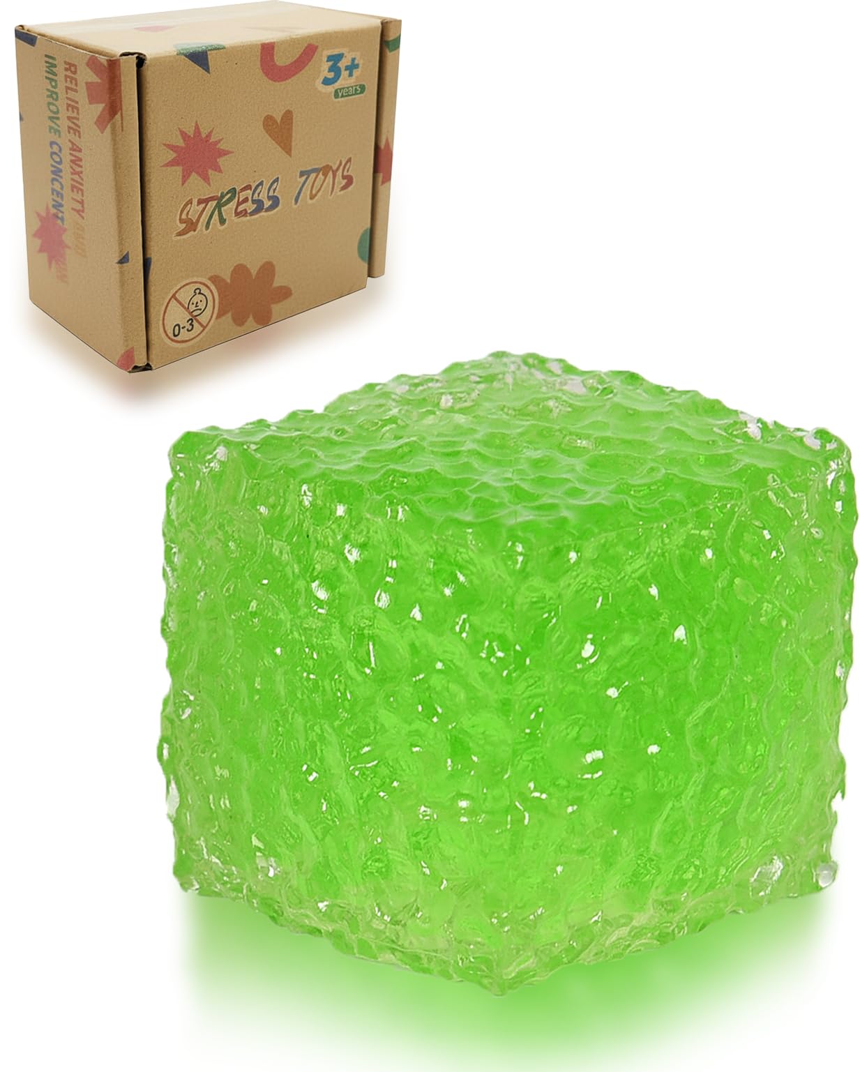 Jiezipeasy Honeycomb Cube Squishy Toy, Soft TPR Gel Stress Relief Squeeze Toy, Slow-Rising Sensory Fidget for Kids & Adults