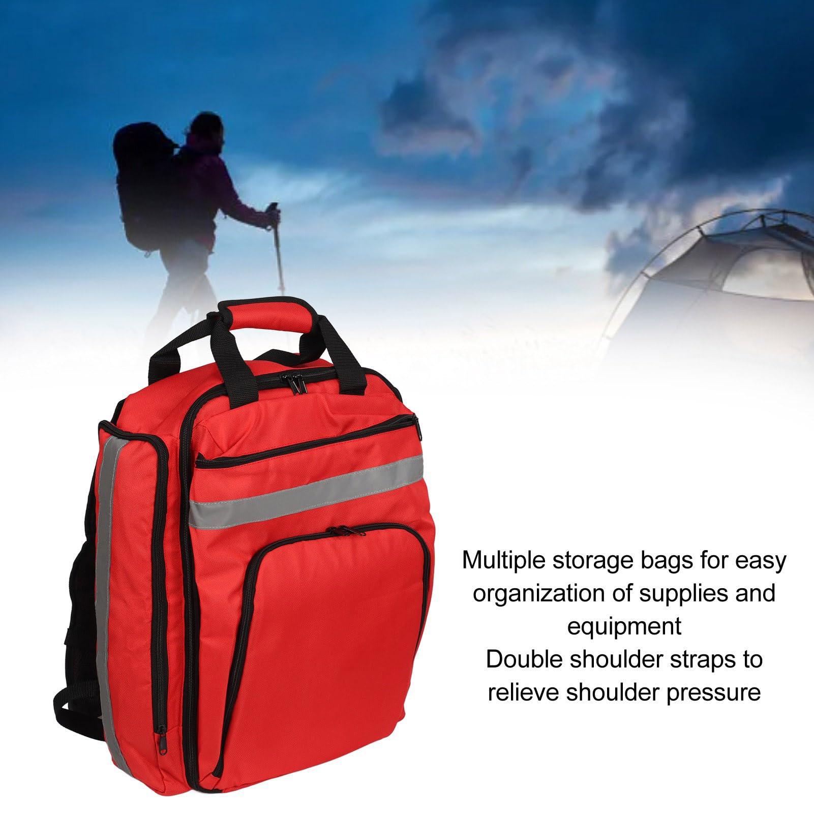 Tyenaza Bolsa De Emergencia para Exteriores, Bolsa De Primeros Auxilios con Rayas Reflectantes De Tela Oxford 600DPU para Acampar, Senderismo Y Coche