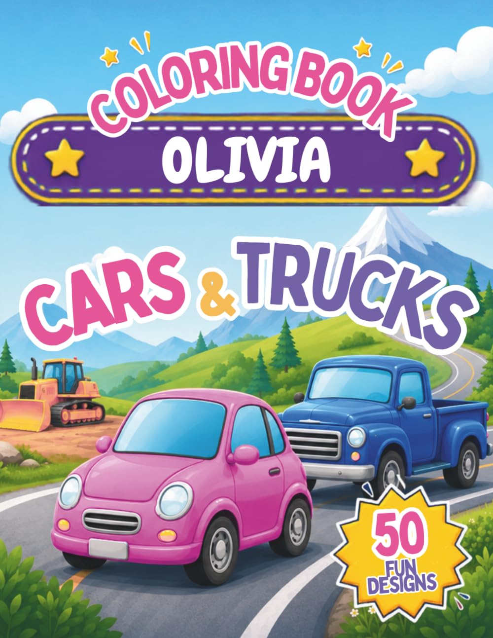 Olivia personalized book: Olivia personalized gifts; A Personalized Coloring Adventure for Kids Featuring Cars, Trucks, and Exciting Vehicles (Olivia book series Olivia personalized gifts)