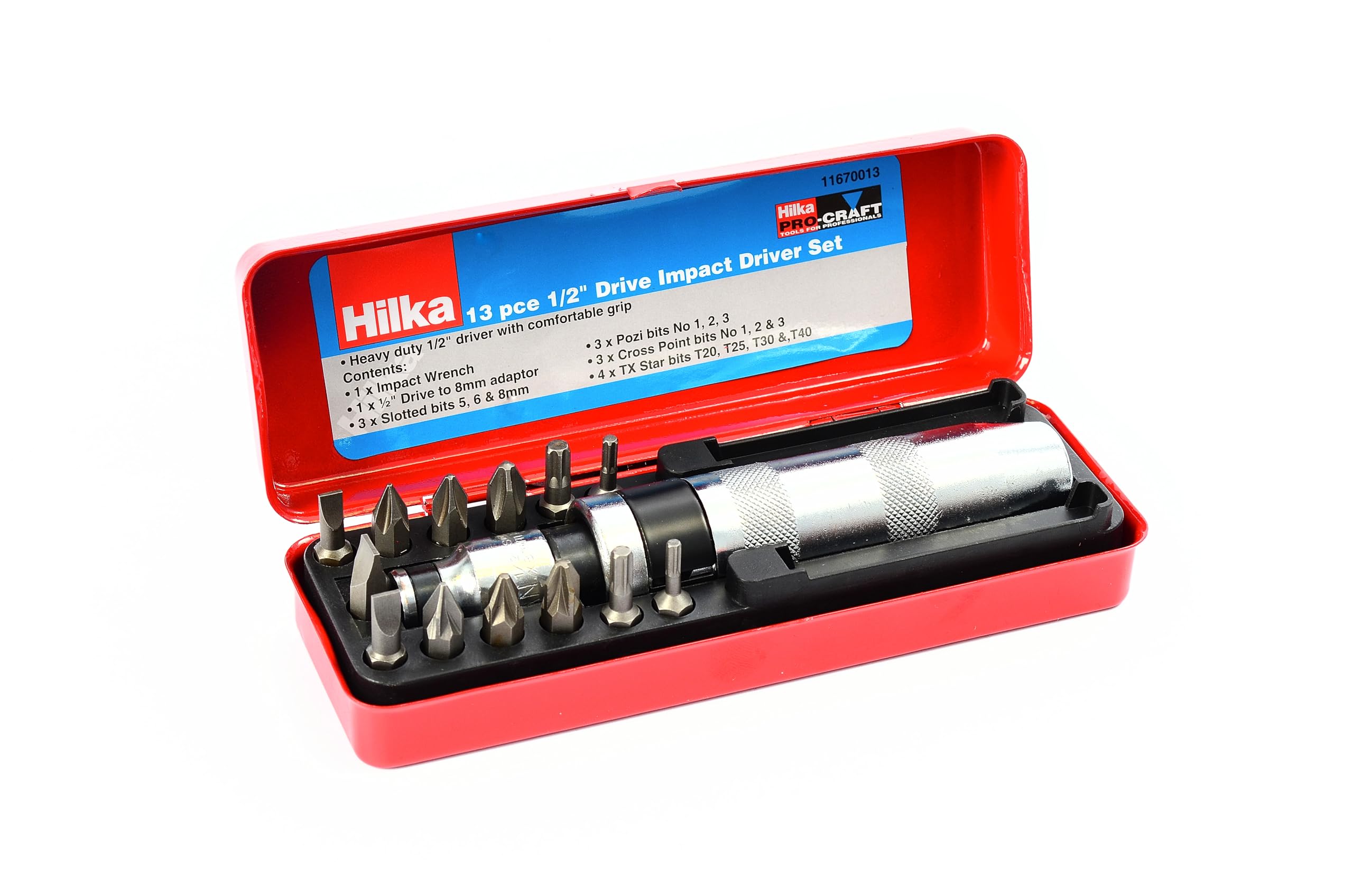 Hilka 11670013 Pro Craft Kit tournevis à frapper 13 pièces 1/2