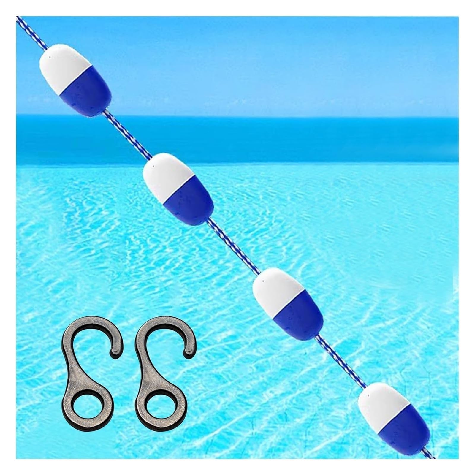 10m 15m 20m 25m 30m 40m 50m 60m Floating Pool Safety Divider Swim Lane Line, Commercial Swimming Pool Safety Rope for Training, Lightweight Buoy Demarcation Line (Size : 16m/52.5ft)