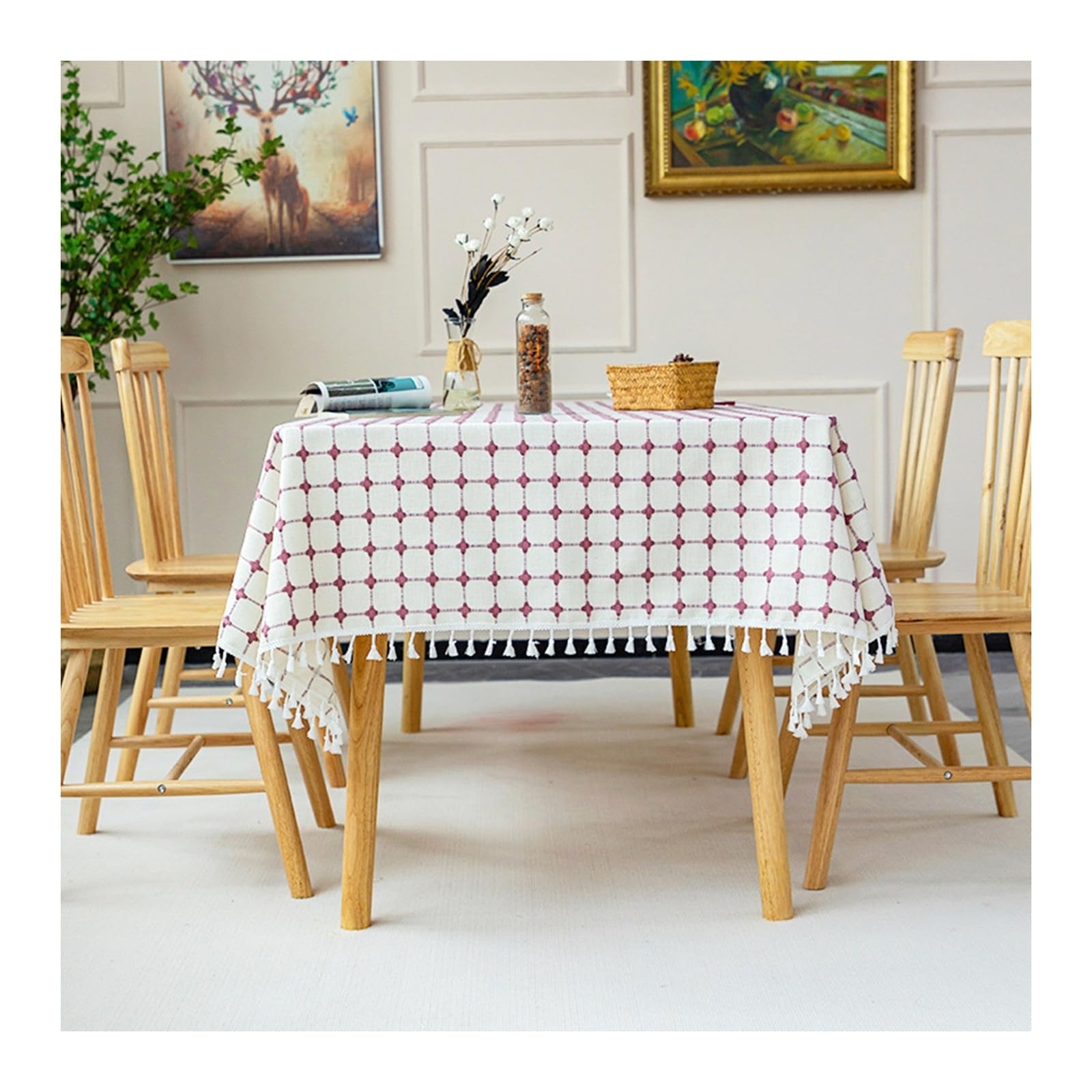 Nappe carrée 110x110 polyester KnSam rouge pour table de salon