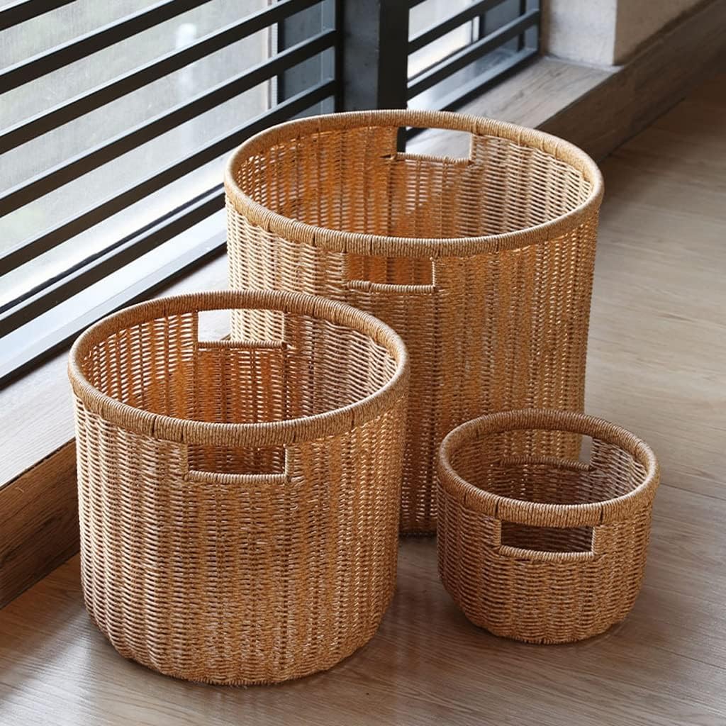 Dirty Clothes Basket Imitation Rattan Dirty Clothes Basket Hotel Bathroom Laundry Basket Dirty Clothes Storage Basket (Braun 38.5 * 33cm)