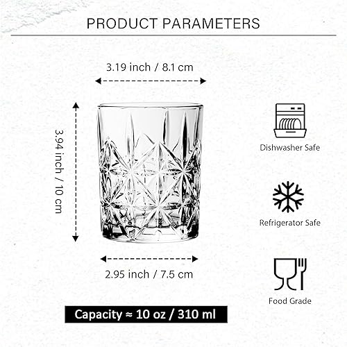 Miniatura 2 de Juego de 6 vasos de whisky  Vasos de cóctel antiguos  Vodka Bourbon Scotch Liquor  Juego de vasos de bar de 10 onzas