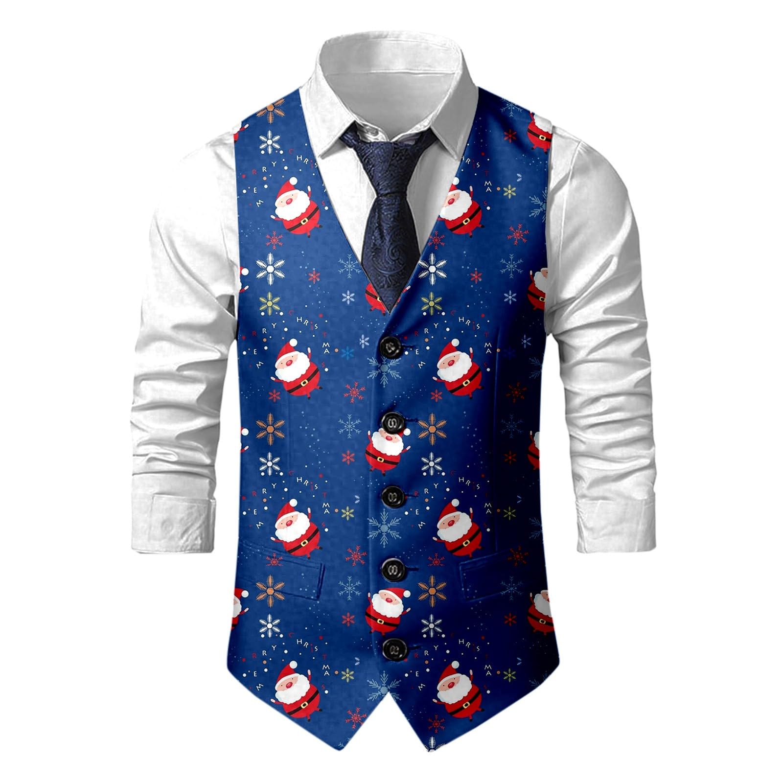 Christmas Waistcoat Mens Christmas Suit Vest un Waistcoat Fun Xmas Festive Happy Xmas Waistcoats V Neck Sleeveless Slim Fit Party Costumes Party Dress Up Vest Suit