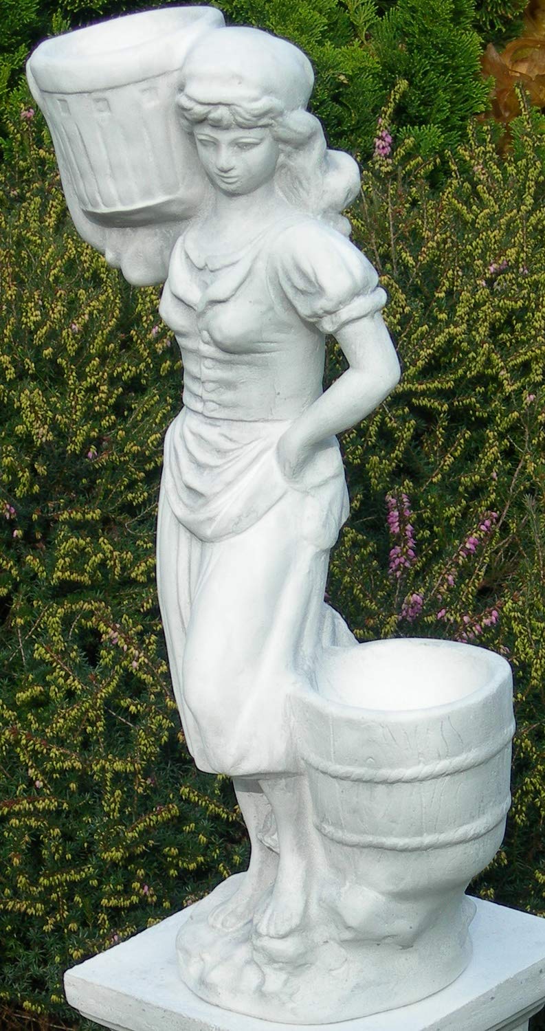 Gartenfigur Dekoskulptur Deko Figur Statue Junge Frau mit Pflanztöpfen H 50 cm Skulptur aus Beton