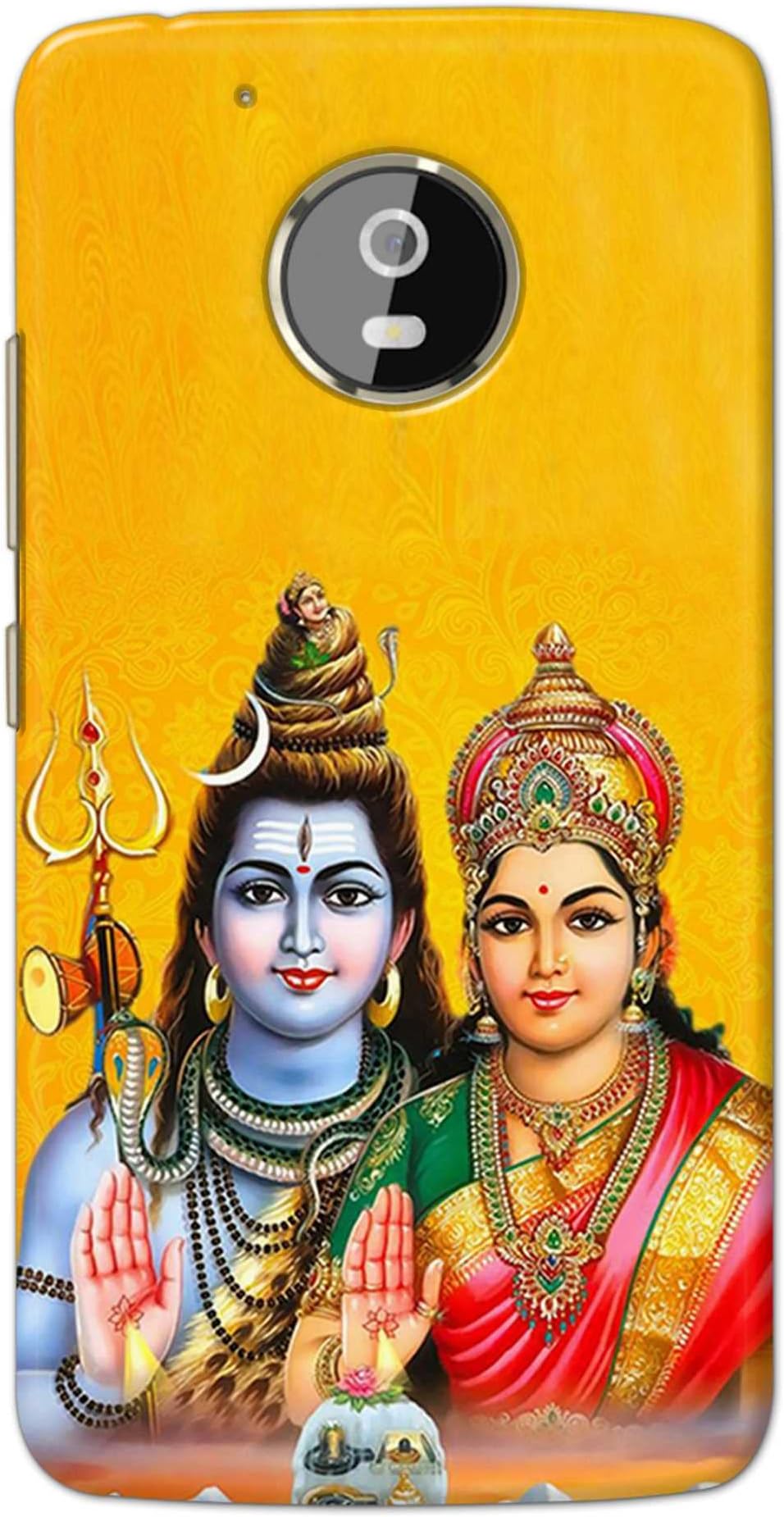 PRINTFIDAA God Shiva Parvati Yellow Background Printed Designer Hard Back Case Cover for Motorola Moto G5 Plus (5.2"), XT1684, XT1685, XT1687 -(YG) MVN1008