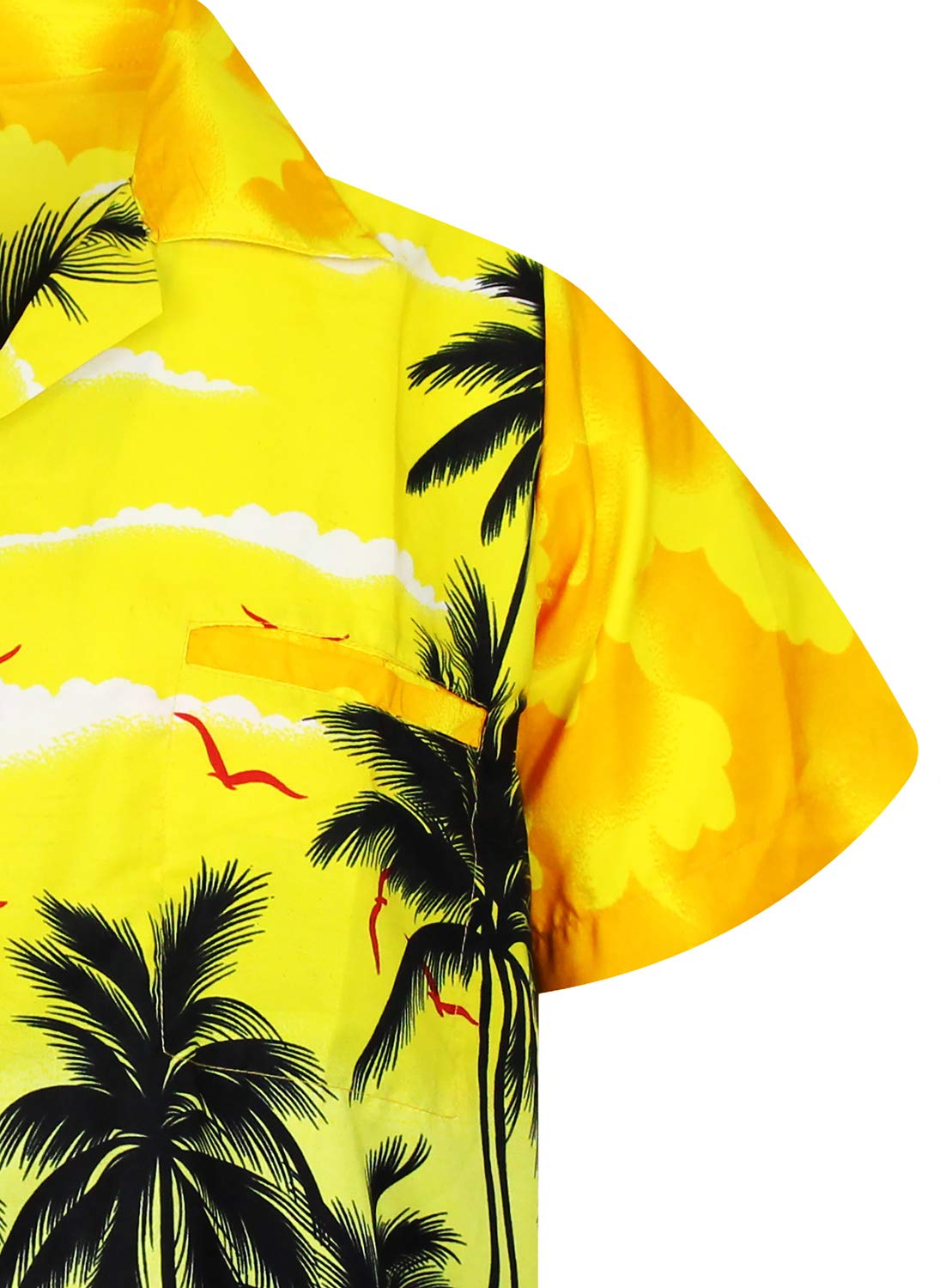 V.H.O. Funky Hawaiian Shirt - Short Sleeve Terivoile Shirt For Beach & Summer (Yellow, Unisex) - View #3
