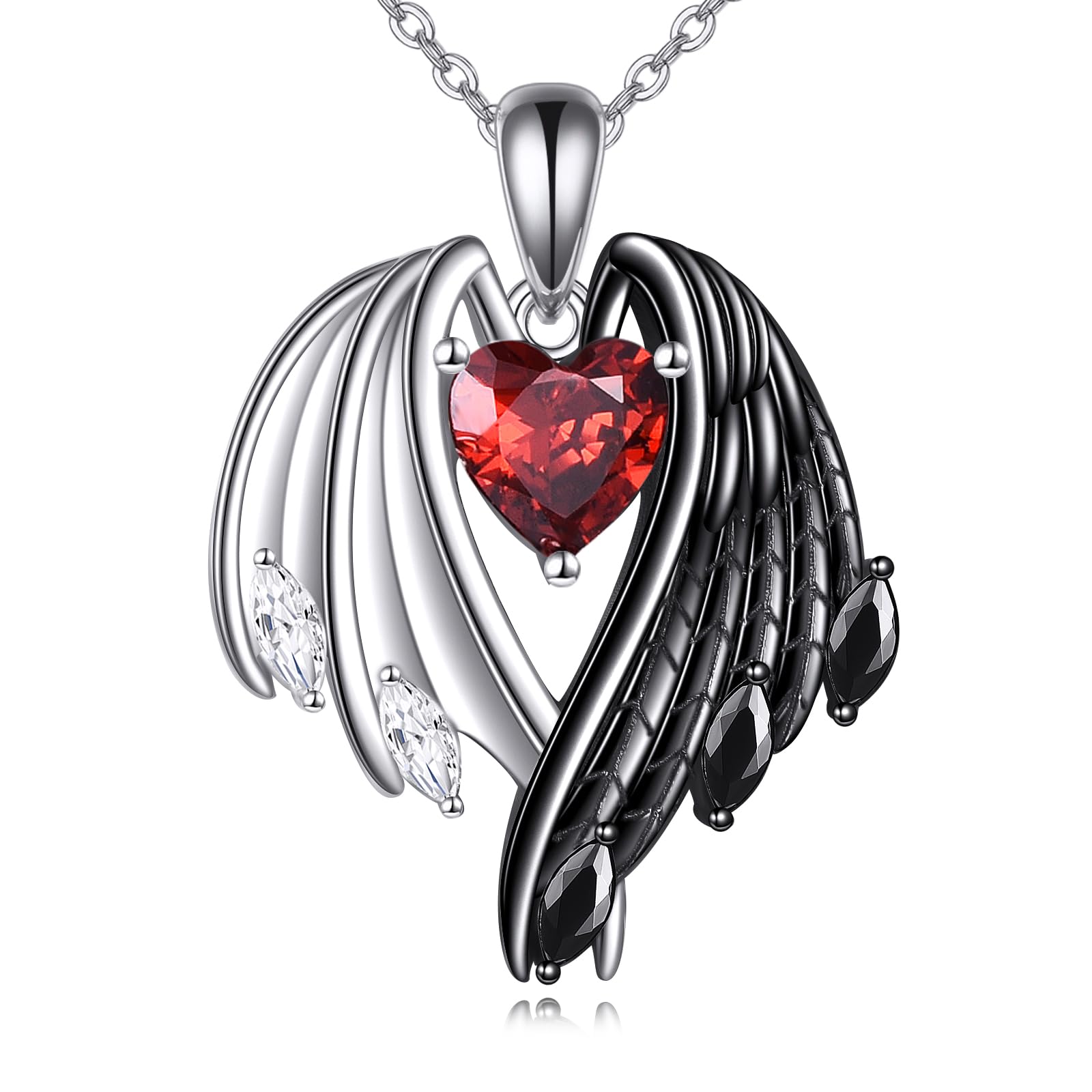 DAYLINLOVE Engel Teufel Kette 925 Sterling Silber Engel Flügel Gotische Halskette Anhänger Halloween Schmuck Geschenke für Damen