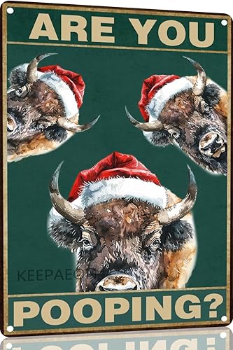 Miniatura 18 de Letrero de metal con diseño de jirafa "Are You Pooping", letrero de aluminio retro para decoración de pared de café del hogar, 12 x 8 pulgadas