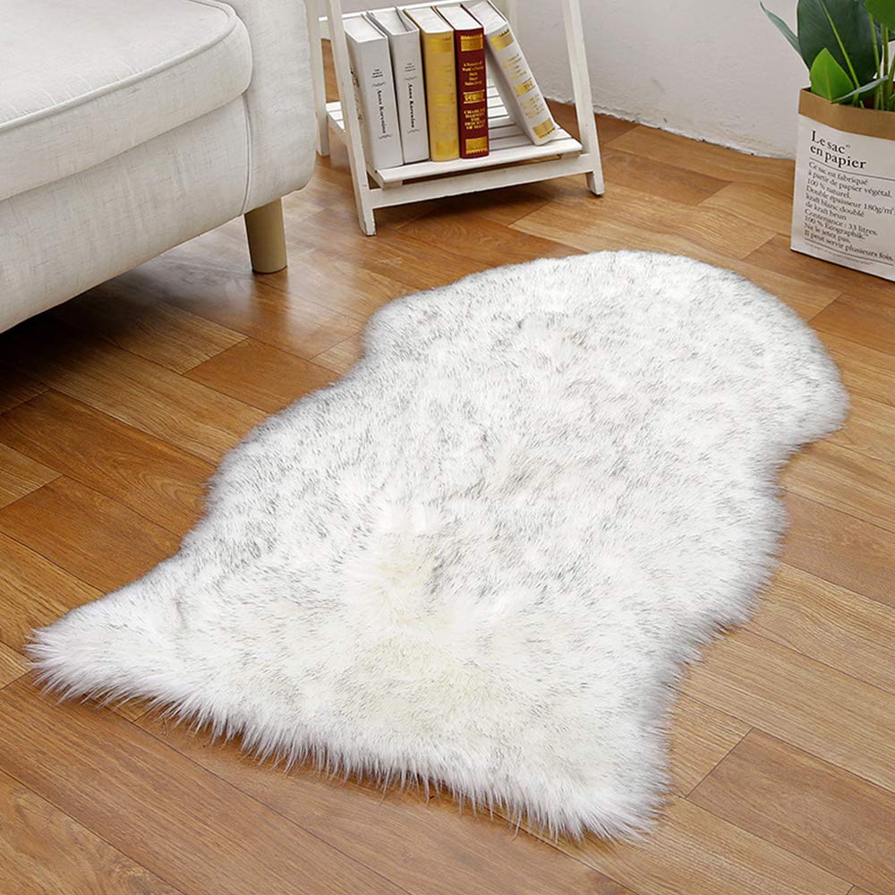 GueTTO Peau De Mouton Synthétique, Tapis en Peau De Mouton Synthétique,Cozy Sensation comme Véritable Laine Tapis en Fourrure Synthétique, Man Made Laine Tapis De Canapé Coussin,B,60x100cm
