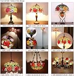 Tiffany Lamp Antique Style Stained Glass Table Light W12H22 Inch Red Rose Lampshade S001 WERFACTORY LAMPS Lover Parents Kids Girlfriend Living Room Bedroom Study Office Coffee Bar Desk Art Crafts Gift | Red Rose Flower 12X12X22 Inches Decor Bedroom L