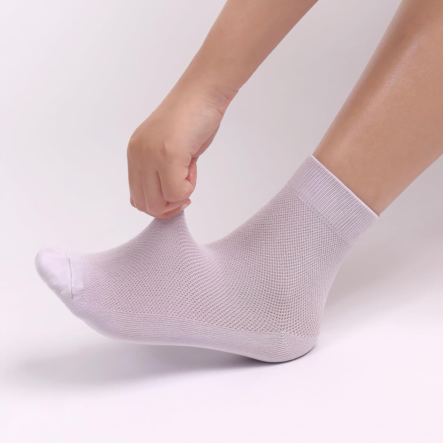 SERISIMPLE Women Thin Viscose Bamboo Above Ankle Sock Breathable Lightweight Classic Crew Casual Mesh Socks 5 Pairs - Image 5