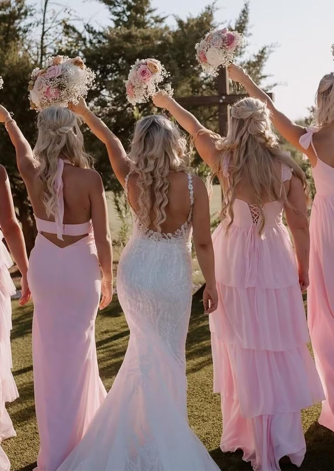 Tiered Ruffles Bridesmaid Dresses 2026 for Women Chiffon Formal Evening Dresses with Slit GR011 - Image 4