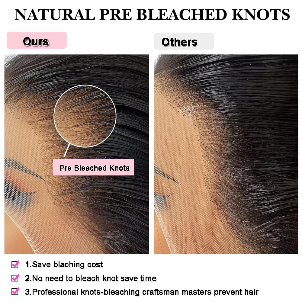 MsSunlight 13x6 Deep Wave Lace Front Wig Human Hair Pre Plucked 180 Density Water Wave Lace Front Wig Pre Bleached 13X6 Pre Bleached HD Lace Front Wig Human Hair 20 Inch - Image 3