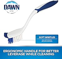 Vista 4 de Dawn Cepillo para platos con cerdas de nailon suave y raspador, azul/blanco