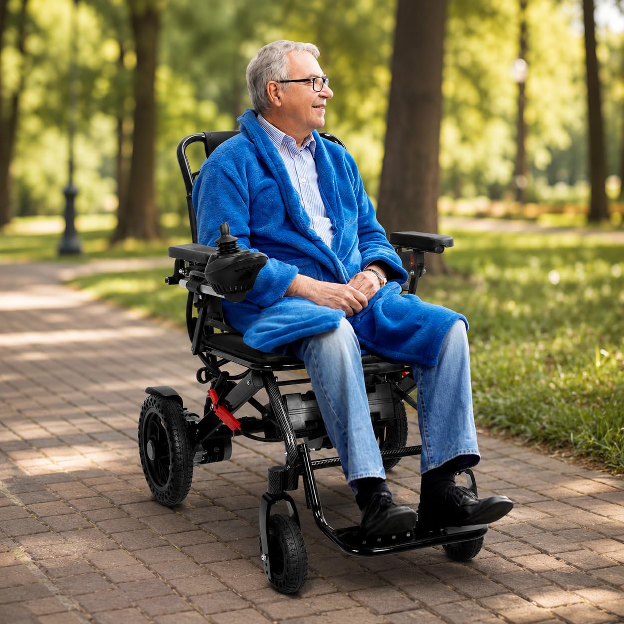 Silla de ruedas eléctrica plegable para adultos, silla eléctrica ligera de 22.0 kg con motor de 500 W, rango de 12 millas y neumáticos antiinclinación