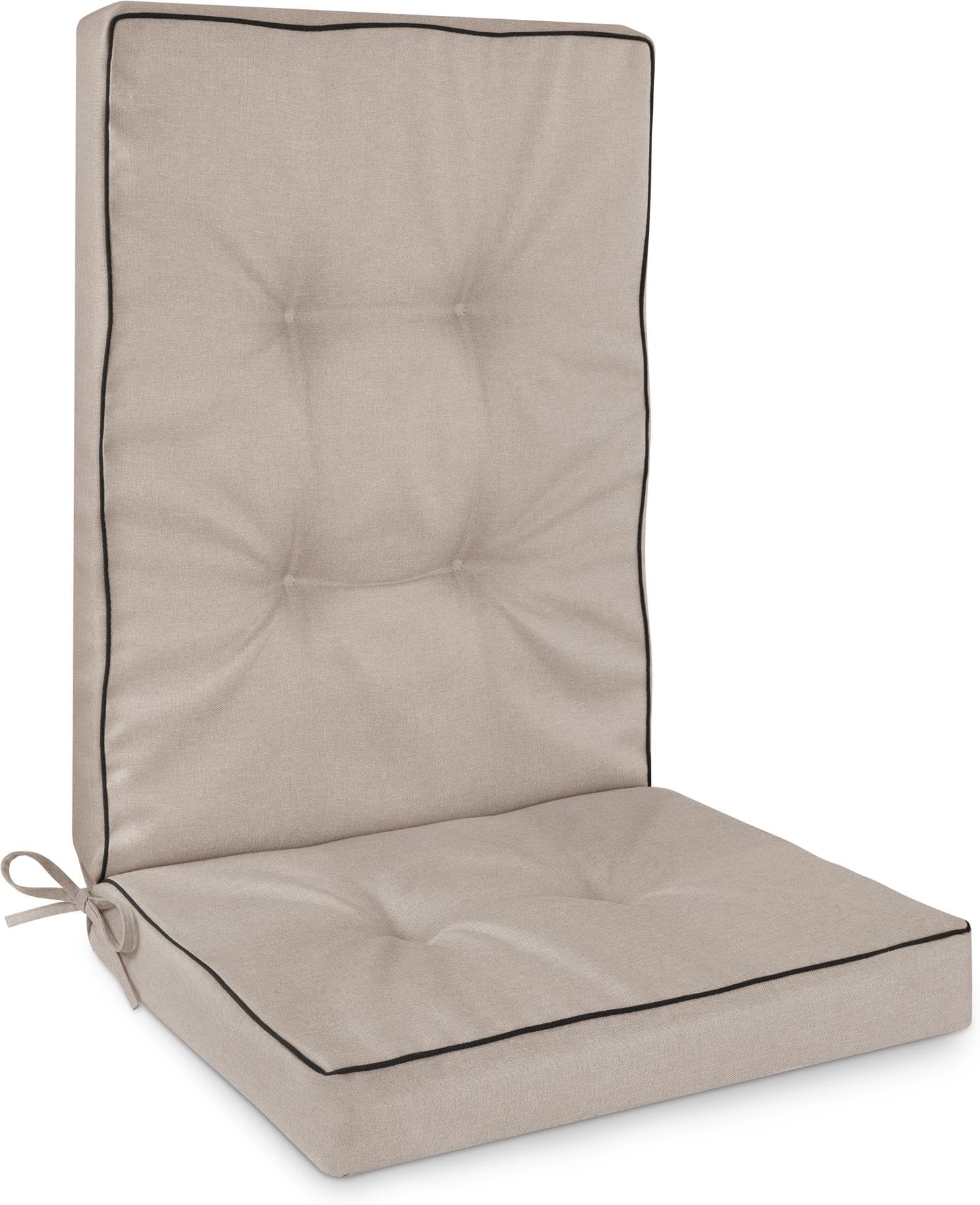 Hochlehner Auflagen Set 2er, 4er oder 6er – Gartenstuhlauflagen mit dickem Schaumstoffkern für hohen Sitzkomfort – Polster für Garten- und Terrassenstühle – made in Poland Beige 120 x 50 x 8 cm