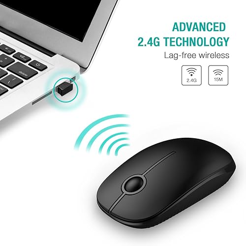 Miniatura 3 de VssoPlor - Mouse inalámbrico 2.4 G, delgado y portátil con nanorreceptor, para PC, laptop, computadora, negro