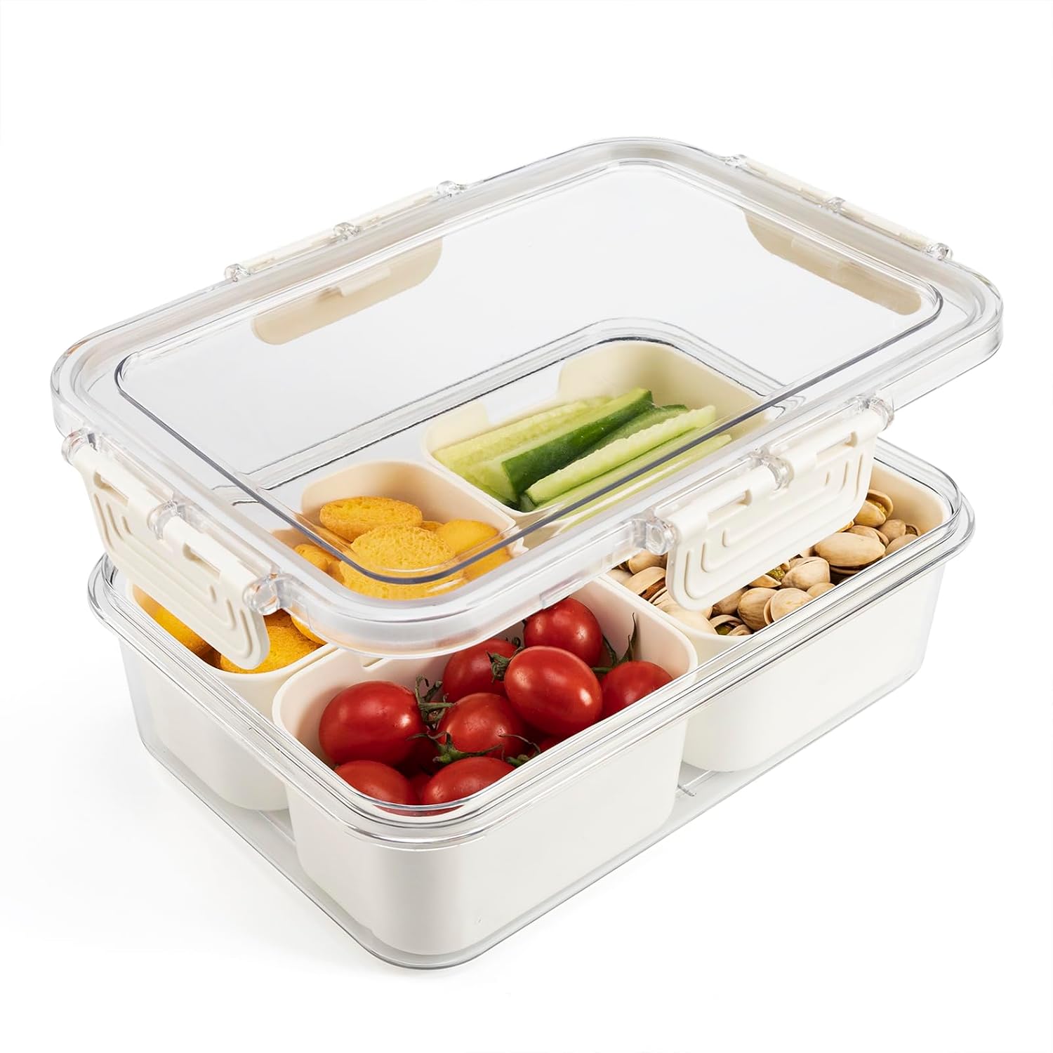 Veggie Tray with Lid Plastic Divided Snack Containers