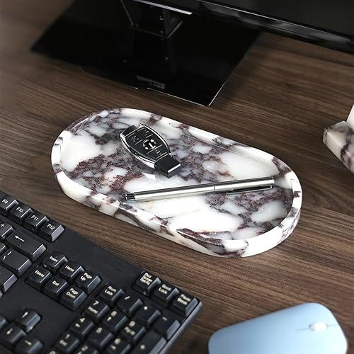 Miniatura 4 de Organizador de bandeja de toalla de mano pequeña de mármol de Calaccata Viola 100% natural, soporte de baño de maquillaje