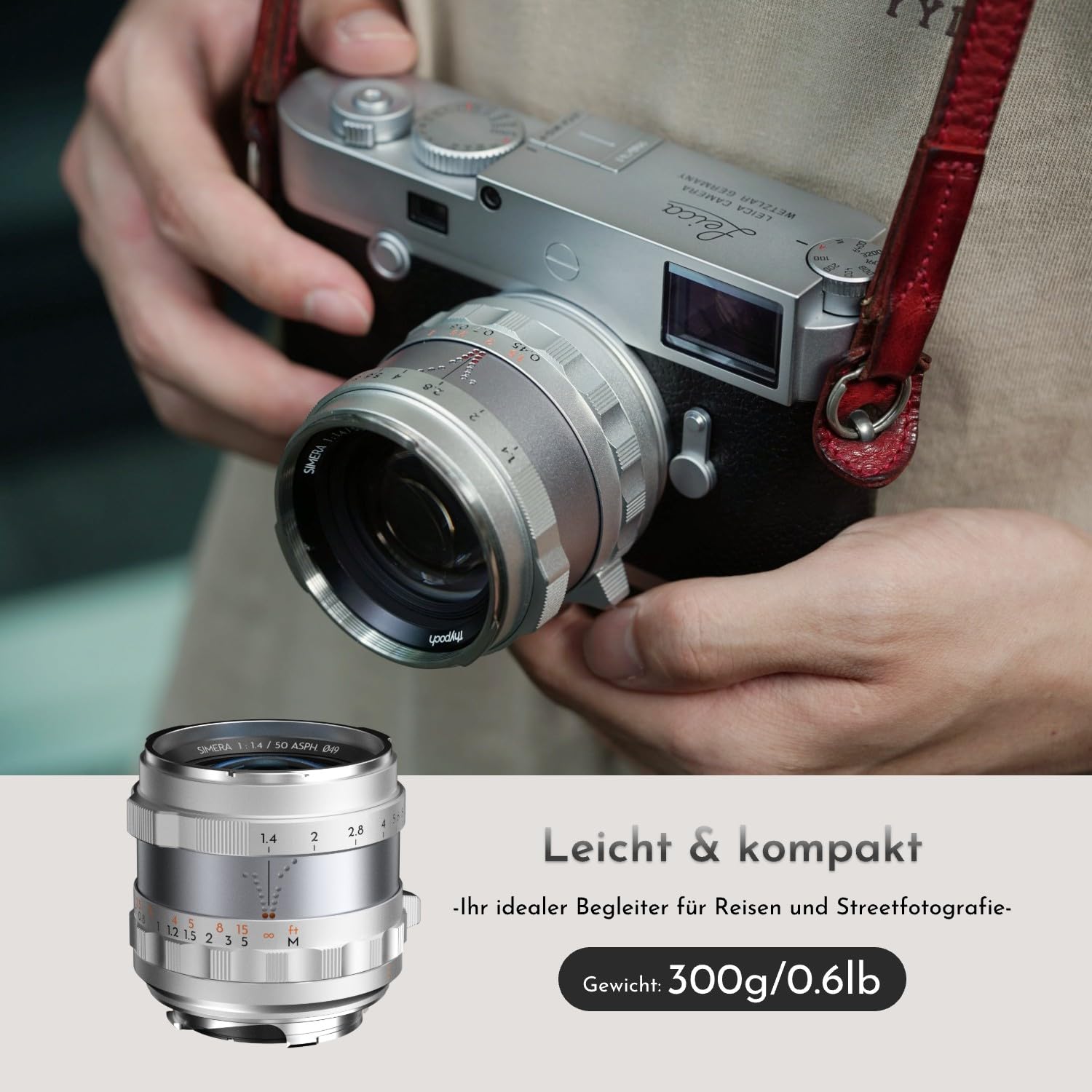 Thypoch Simera 50mm F1.4 M Mount Objektiv für Leica M, MF Vollformat Festbrennweite für Leica Kameras M2 M4 M6 M9 M9-P M 240 M-P 240 M 262 M10-P M10-R M11 Schwarz