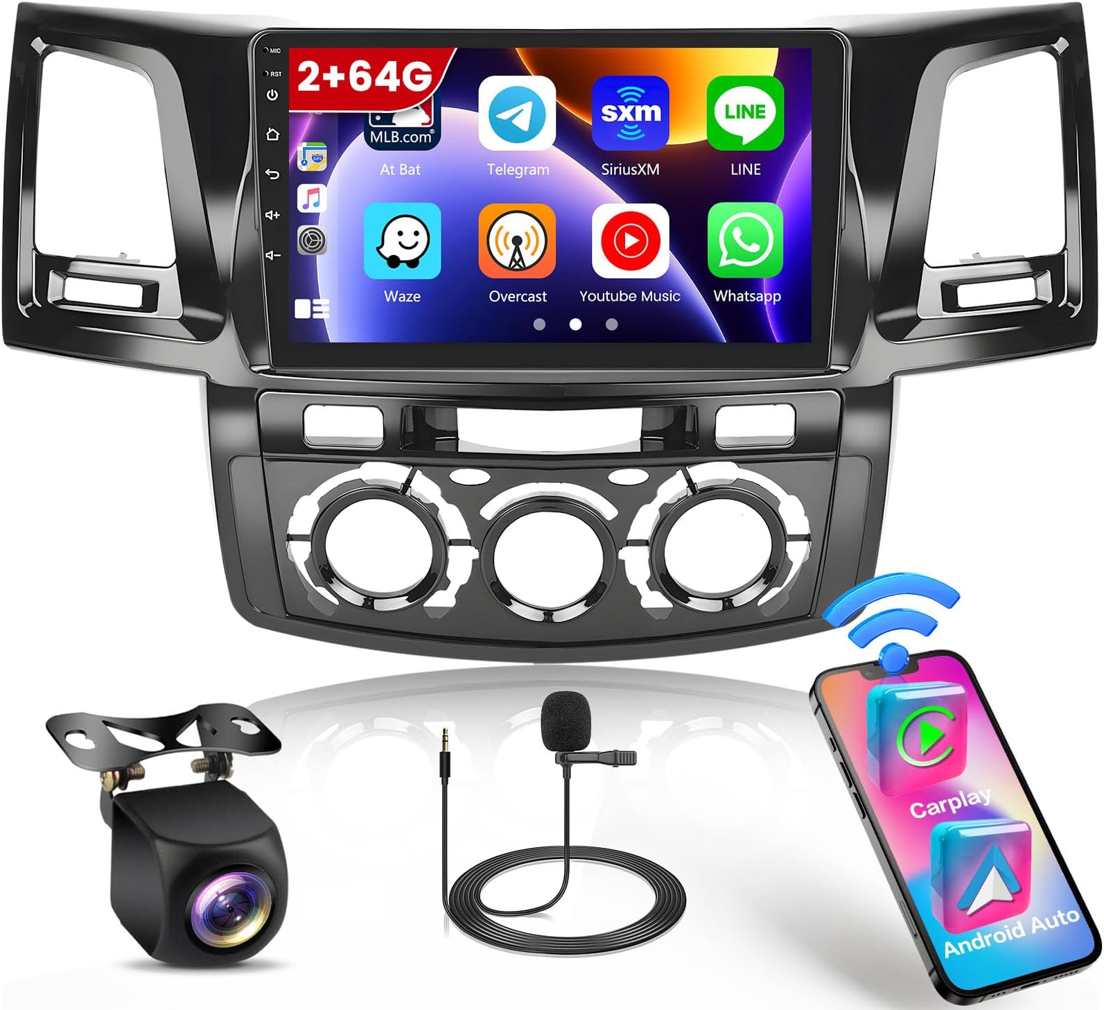 Roinvou 2 64G Android 13 CarPlay estéreo para Toyota Prius 2010-2015