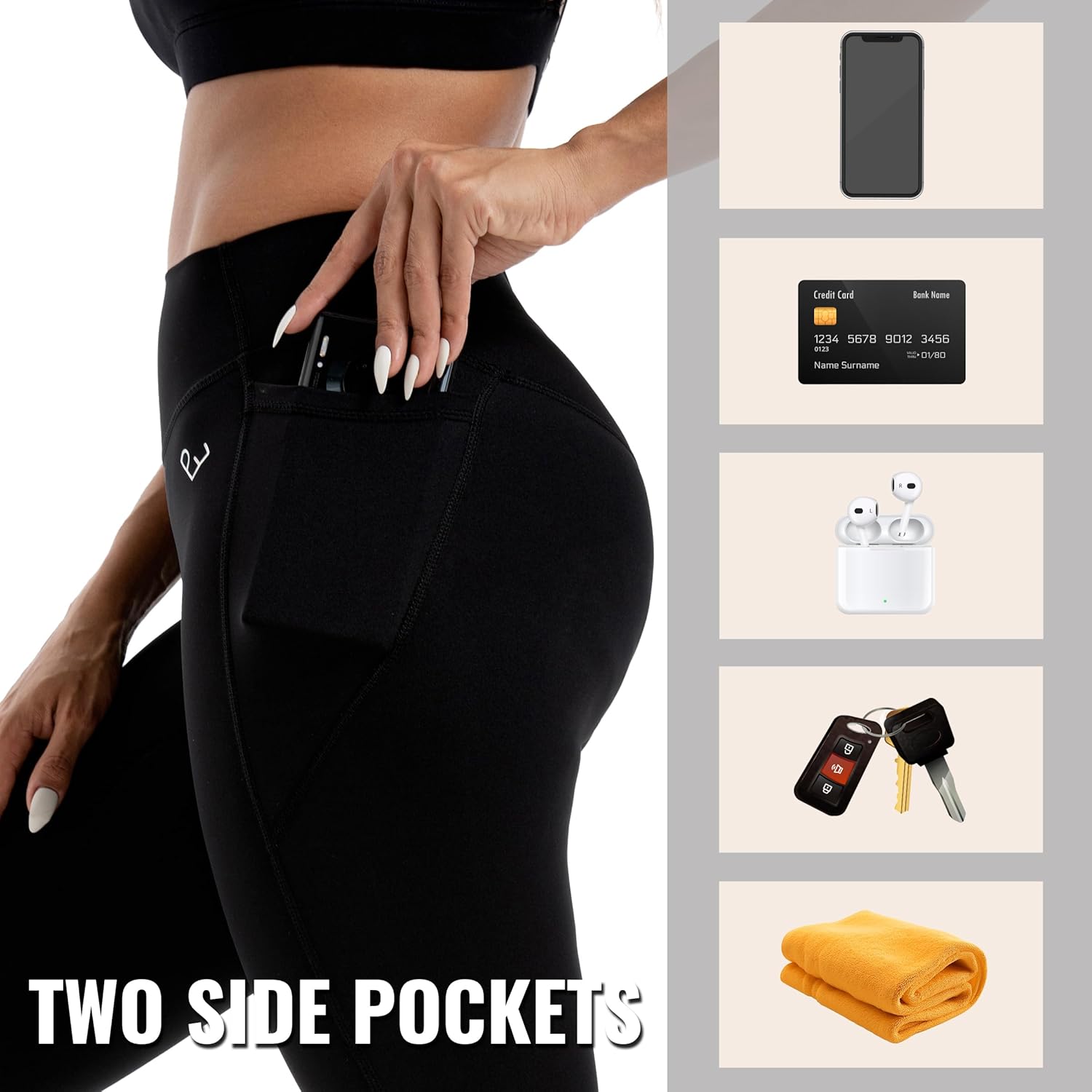 No Front Seam Leggings with Pockets for Women, Tummy Control High Waisted Leggings, Women's Workout Gym Yoga Pants - Image 2