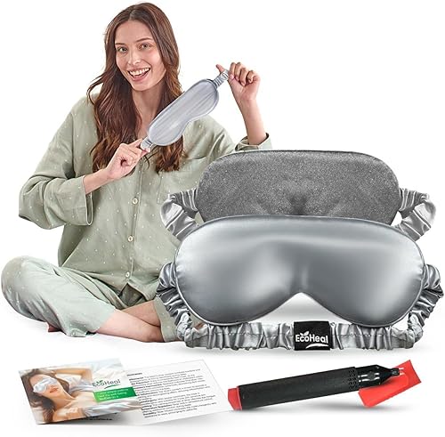 Máscara de sueño plateada con probador de conductividad  Mejora la calidad del sueño y calma los ojos  Protección EMF y comodidad de satén de seda