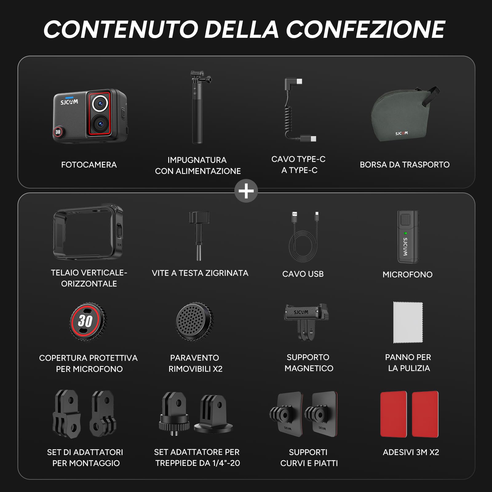SJCAM SJ30 Action Cam 8K 20FPS 4K 60FPS, Vlog Camera per Creator, Batteria 7 Ore, Display Flip 2.51", Doppio Obiettivo Starlight, 8X Zoom, Impermeabile 5m, per Viaggi, Moto, Trekking e Outdoor