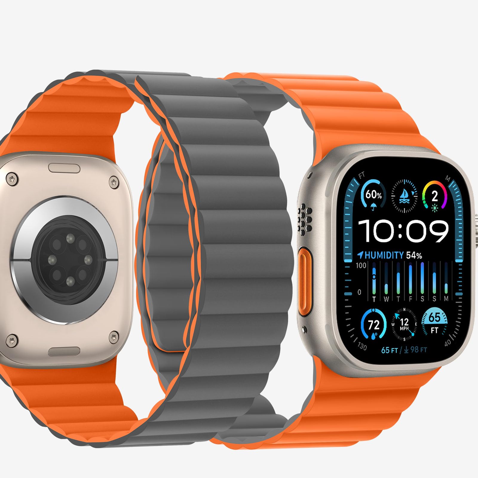 Bisikor Compatible with Apple Watch Strap 49/46/45/44/42/41/40/38mm Double Sided Wearable Silicone Magnetic Strap for iWatch Ultra SE Series 10 9 8 7 6 5 4 3 (42/44/45/46/49 - Image 2