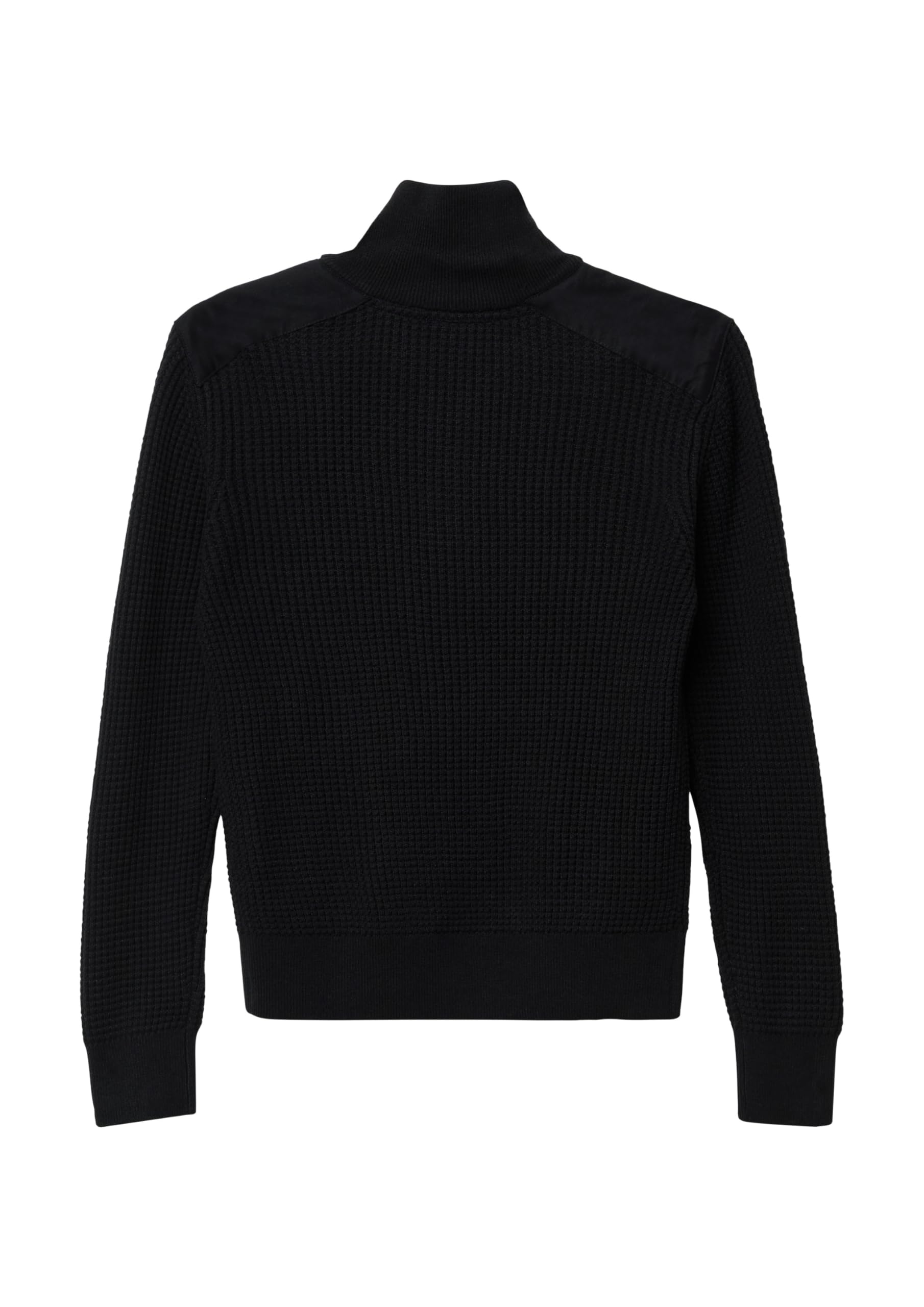 s.Oliver Strickpullover mit Troyer-Kragen und Schulterpaneelen aus Webstoff