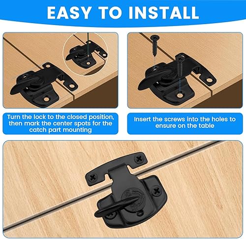 Miniatura 5 de SDTC Tech Paquete de 2 cerraduras de mesa de comedor, resistentes, cierres de metal para mesa de entrenamiento, conectores de hebillas de hojas de