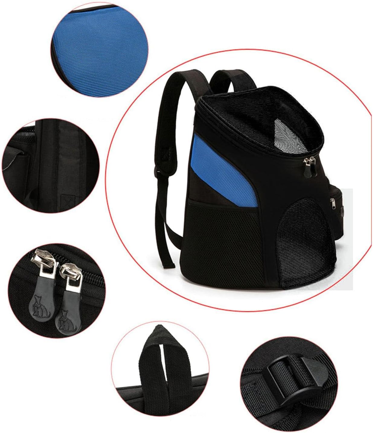 Pet Front Backpack Portable Breathable Foldable Bag Carrier Outgoing Travel Backpack with Zipper Closure Carriers for Bike Small Cats Dogs Backpacks for Large Dogs