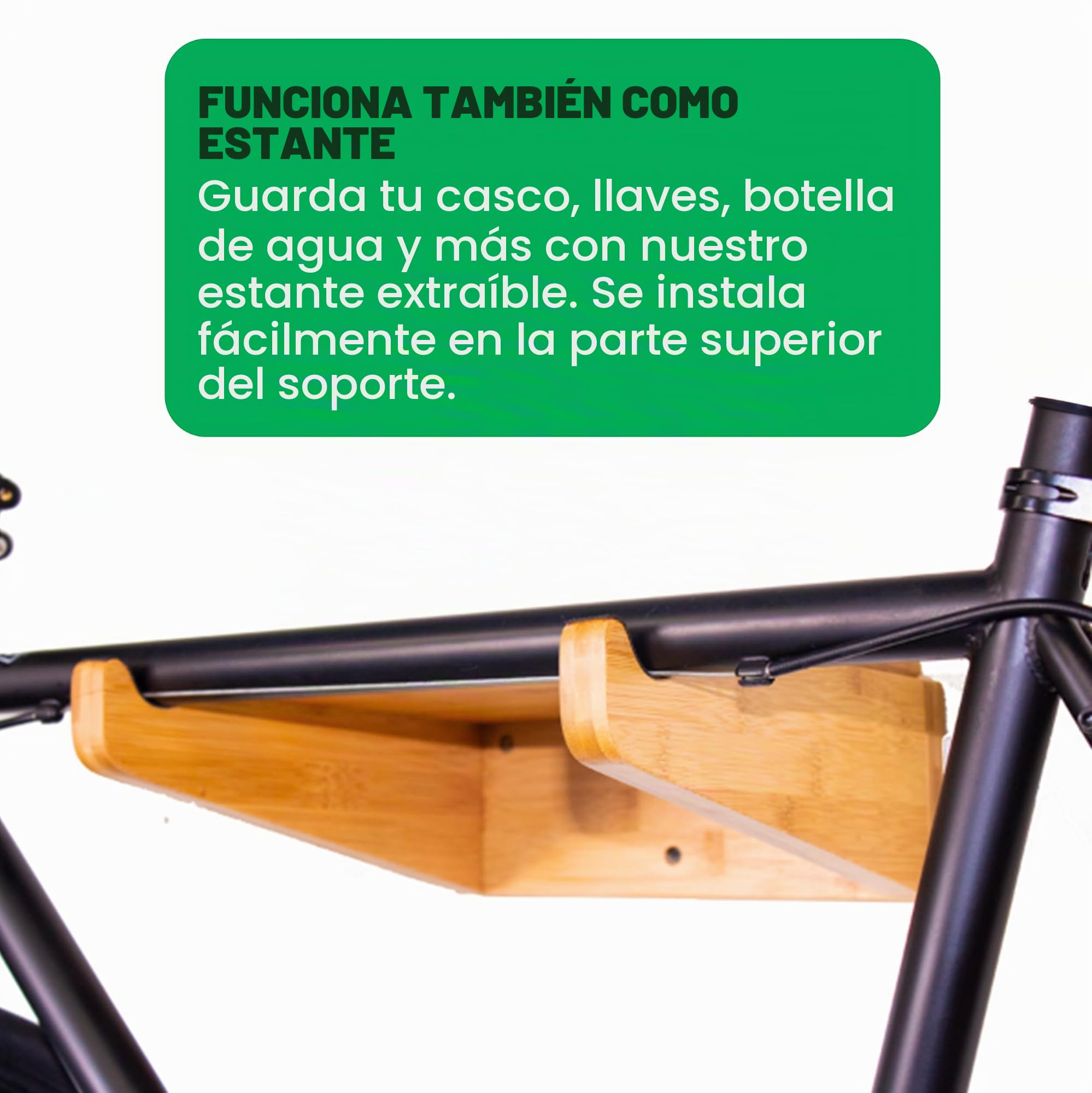Soporte de pared para bicicletas – Portabicicletas Indoor de COR | Armario de bambú con estante extraíble para el almacenaje de bicicletas