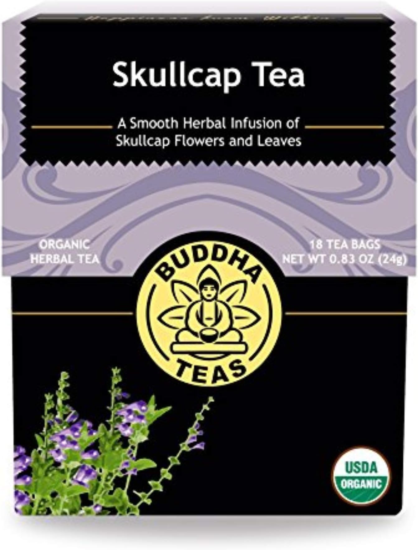 Buddha Teas Organic Skullcap Tea - OU Kosher, USDA Organic, CCOF Organic, 18 Bleach-Free Tea Bags