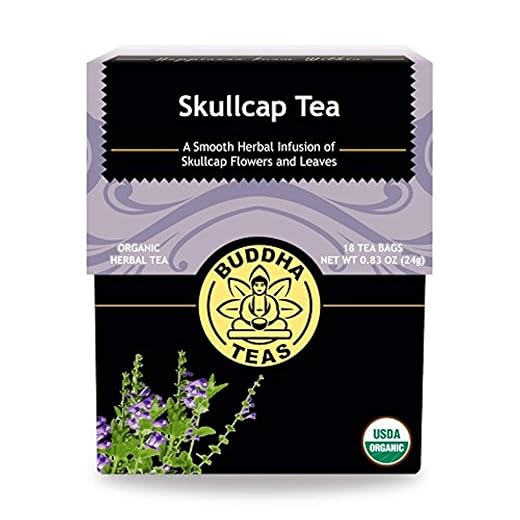 Buddha Teas Organic Skullcap Tea - OU Kosher, USDA Organic, CCOF Organic, 18 Bleach-Free Tea Bags