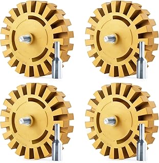 CowboyBOB 4pack Decal Remover Eraser Wheel Rubber Eraser Wheel for Drill Removes Car Stripes Vinyl Tapes and Graphics Rubber Eraser Wheel Tool Kit for Cars, RV, Motorcycles Sticker Remover Tool
