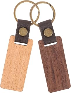 SUPVOX Leather Blank Keychain Pendant Metal with 2pcs Wooden and Cars | Unfinished DIY Craft Piece, Smooth Surface, Rustic Elegant Style, Suitable for Pendant Use and Backpack Hanging