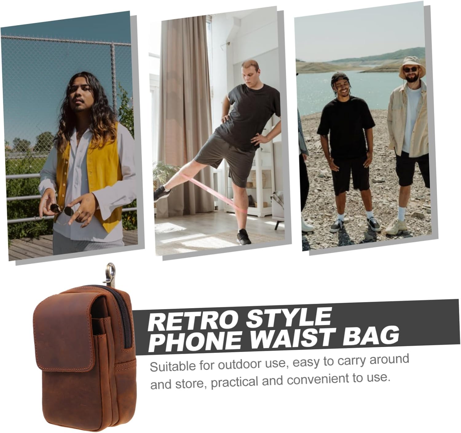 Men's Fanny Pack Cell Phone Bag Zipper Waist Bag Mobile Pouch Waist Cell Phone Protective